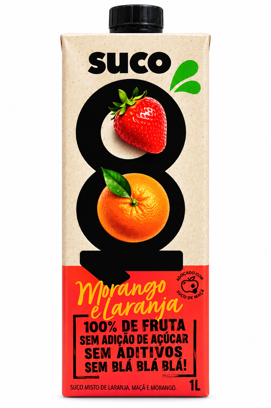 Suco Morango e Laranja (misto laranja,Maçã e Morango) 1l.
