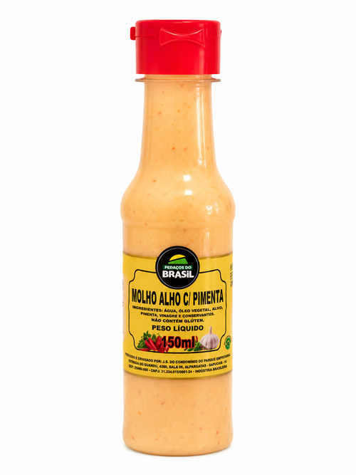 Molho alho com pimenta pedaços do brasil 150ml.