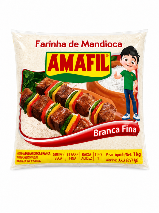 Farinha de Mandioca Branca Fina Amafil 1kg.
