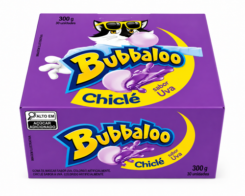 Chicle Bubbaloo Uva  caixa 300gr.