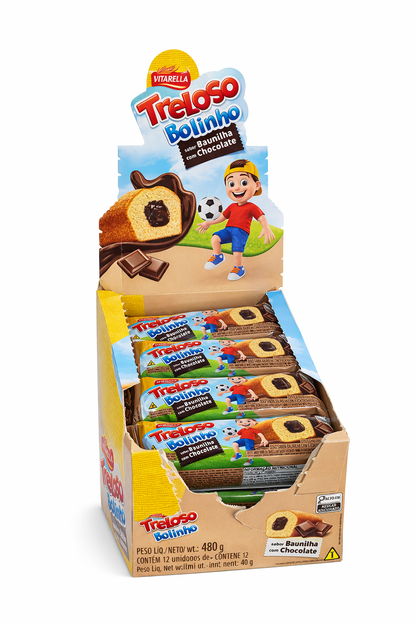 Bolinho Treloso Baunilla C/ Recheio de Chocolate Vitarella 40g.