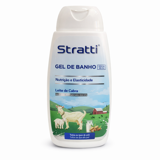 Gel de Banho Leite de Cabra com óleo de amêndoas Doce 400ml. Stratti