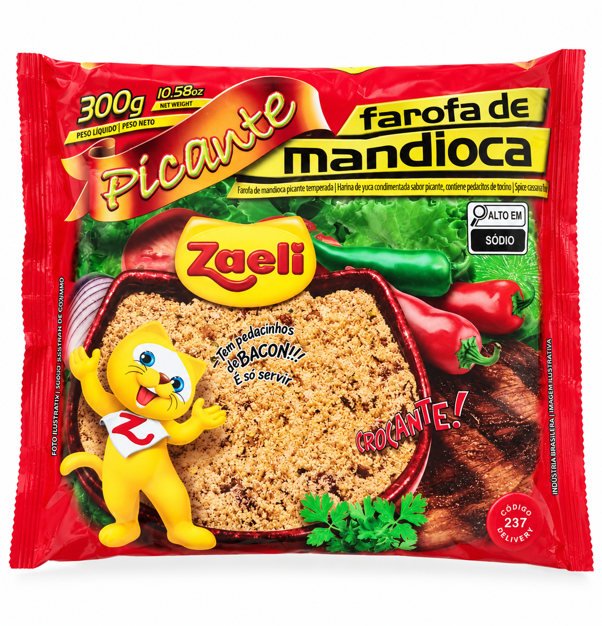 Farofa de Mandioca Picante Zaeli 300g.