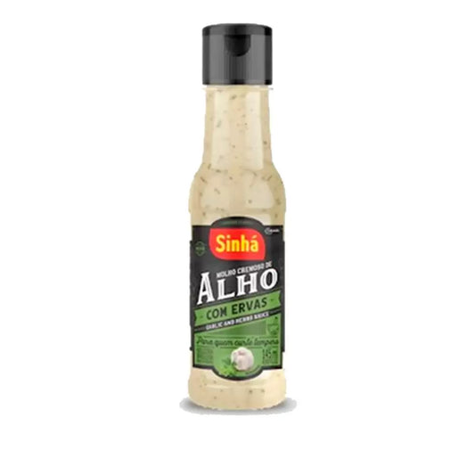 Molho Cremoso de Alho Com Ervas Sinhá 150ml.(Salsa ajo con finas hiervas)