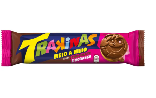 TRAKINAS Bolacha Recheada meio a meio Chocolate Morango136g.(Galletas rellenas)