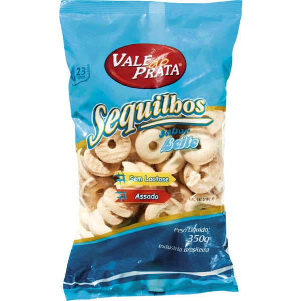 BISCOITO SEQUILHOS LEITE VALE DO PRATA 350g.(Rosquillas de leche)